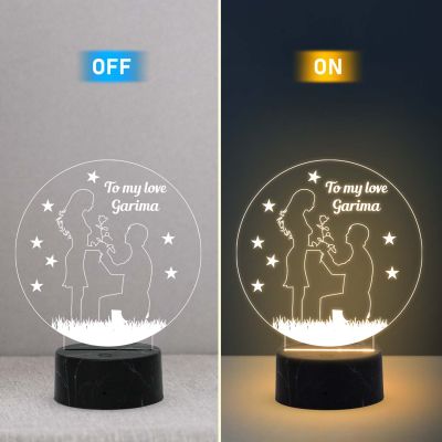 Customized Name Lamp for Couple with Warm White Light Gift for Anniversary Birthday Valentine Day Acrylic Desk Table lamp Wooden Base